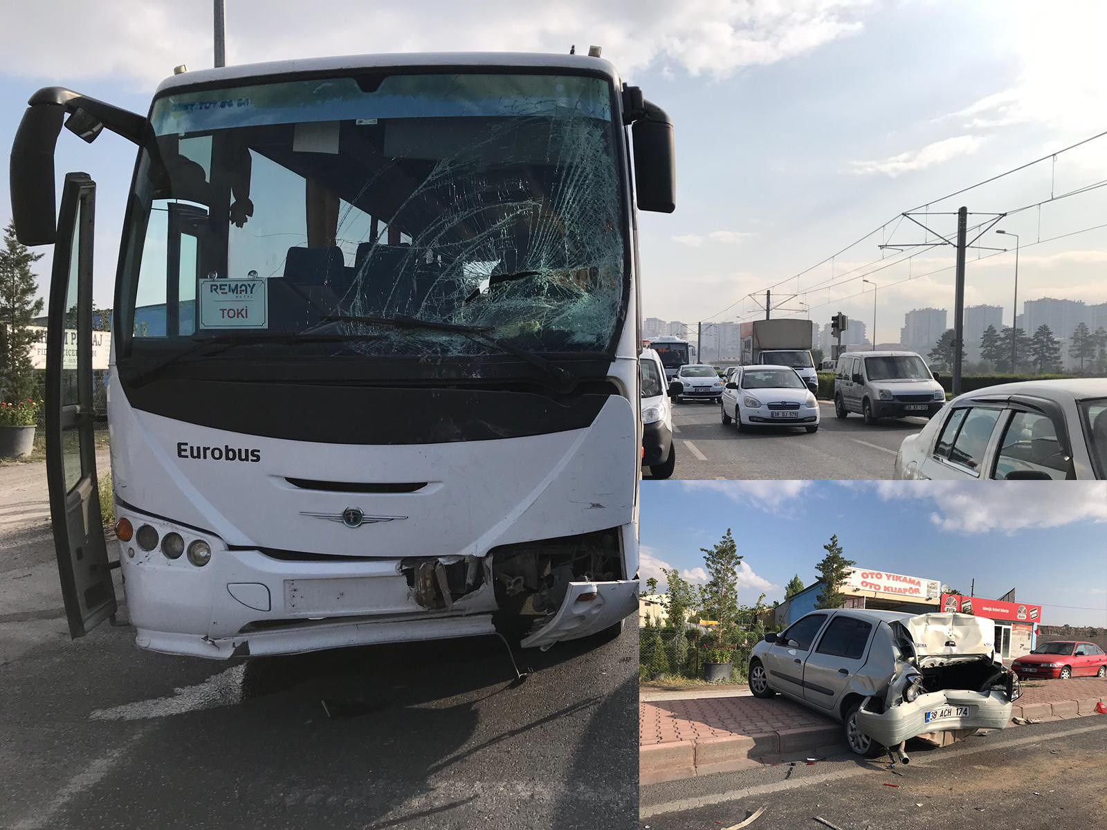 İşçi Servisi Otomobile Çarptı