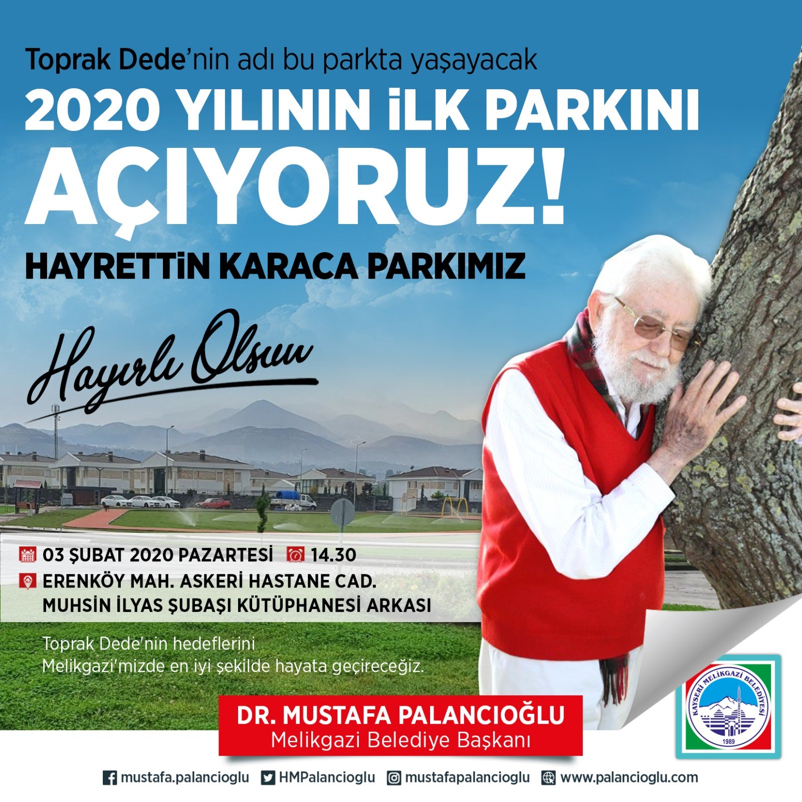Melikgazi’de hayrettin Karaca’nın adı parka veriliyor