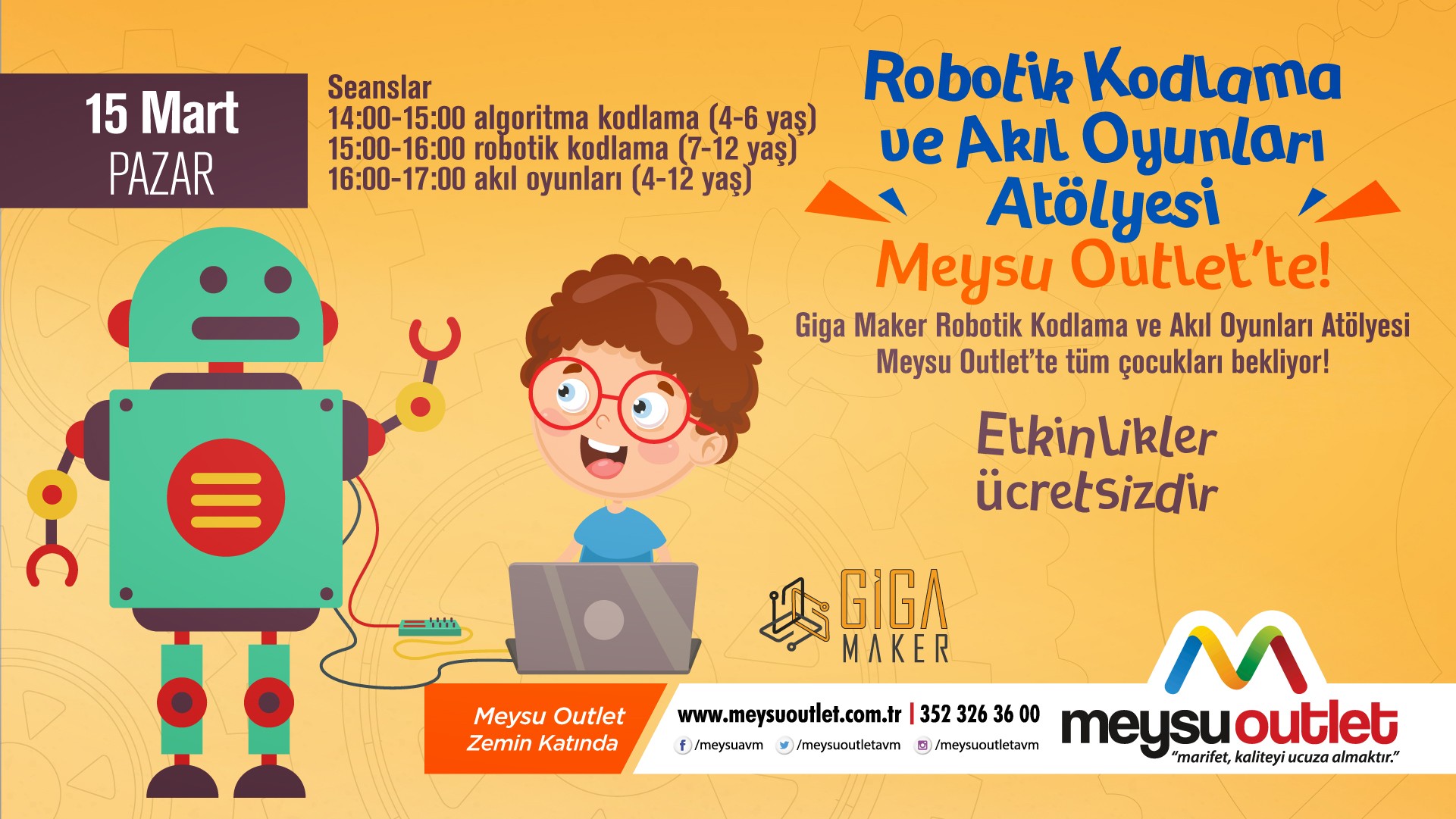 Meysu Outlet’te robotik kodlama ve akıl oyunları atölyesi