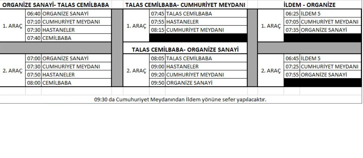KAYSERİ BÜYÜKŞEHİR BELEDİYESİ ULAŞIM A.Ş. SEFERLERİ AÇIKLADI