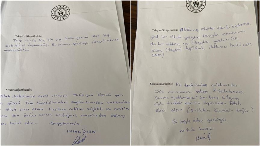 Kayseri’de karantinadaki vatandaşlardan KYK yurduna övgü