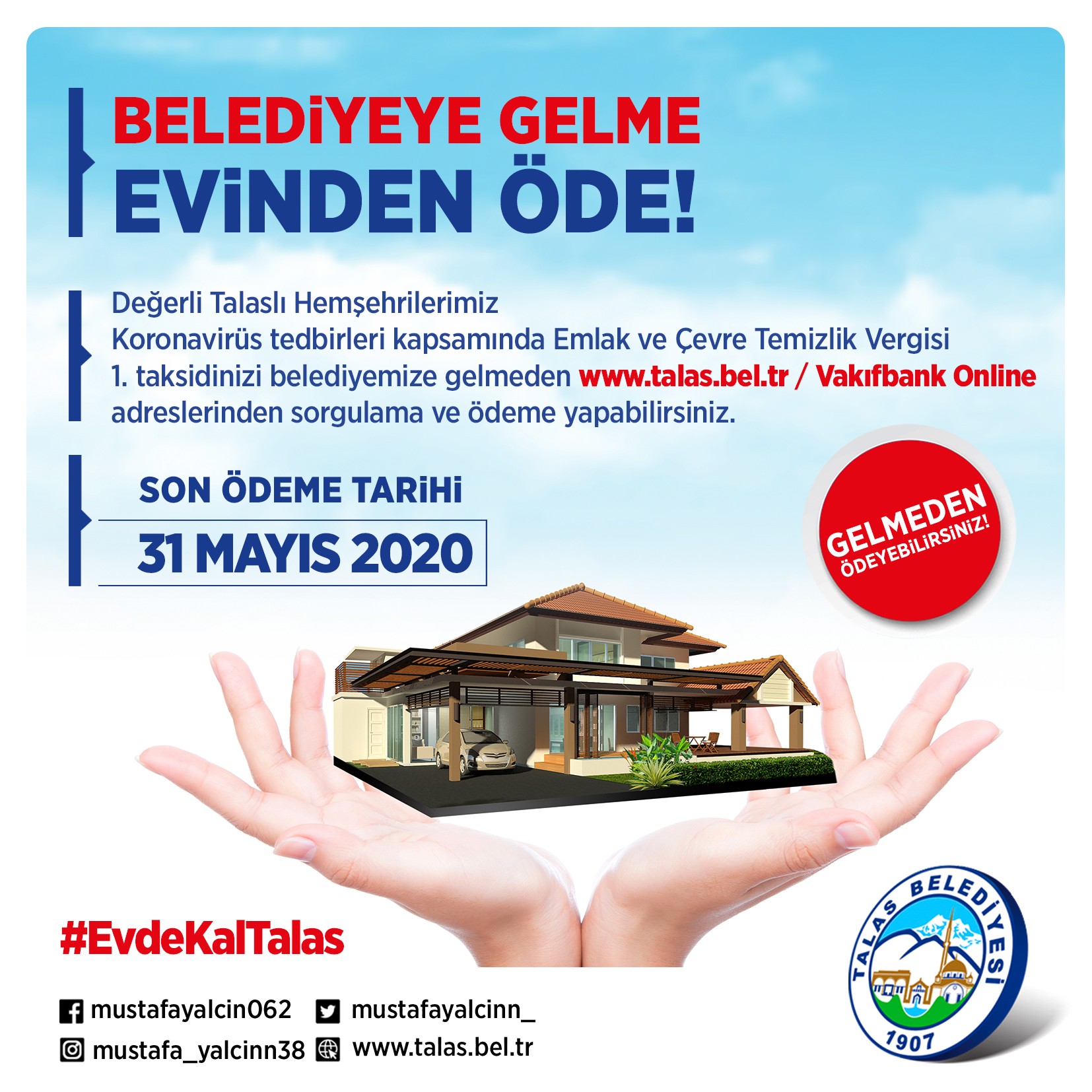 Emlak ve Çevre Temizlik Vergilerini evden ödeyin