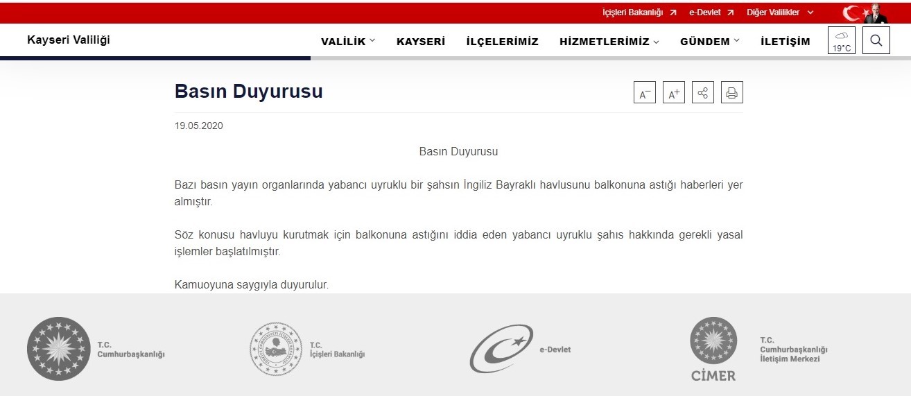 Balkona İngiliz Bayrağı asan yabancı uyruklu şahıs hakkında işlem başlatıldı