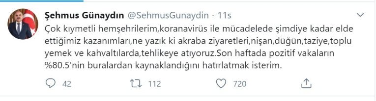 Vali Günaydın twitter’dan uyardı