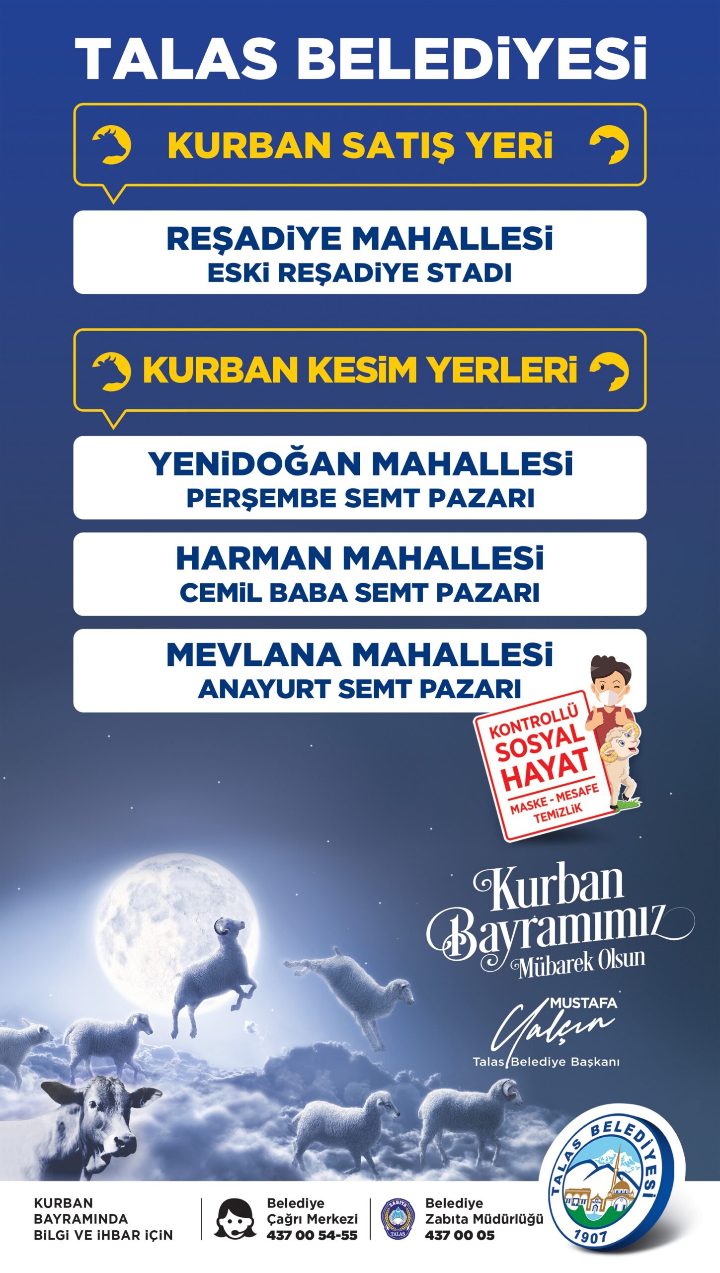 Talas’ta kurban satış ve kesim yerleri belirlendi