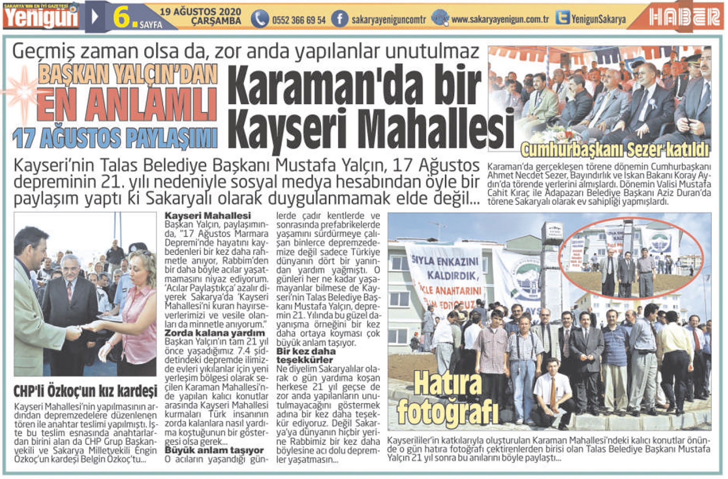 Başkan Yalçın’ın paylaşımı Sakarya’da yankı buldu