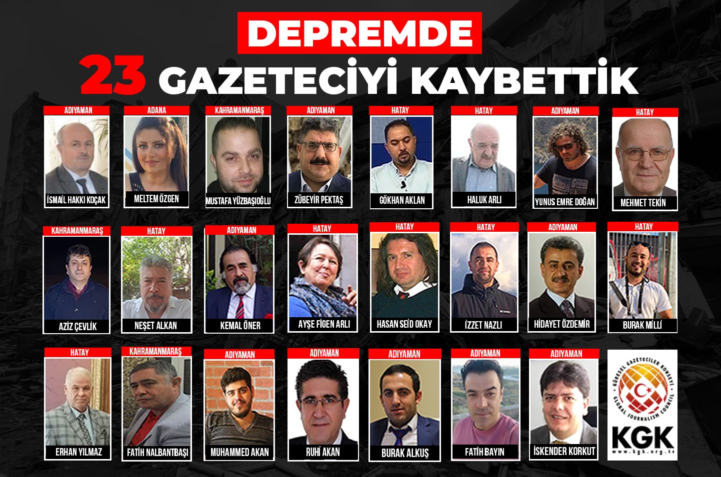 YIKICI DEPREMDE 23 GAZETECİ HAYATINI KAYBETTİ